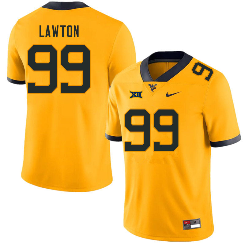 Men #99 Zeiqui Lawton West Virginia Mountaineers College Football Jerseys Sale-Gold